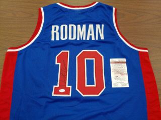 Dennis Rodman 10 Signed Pistons Jersey Auto Sz Xl Jsa Witnessed Hof