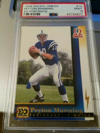 1998 Pacific Omega Eo Portraits Peyton Manning Rc 10 Psa9 Rookie