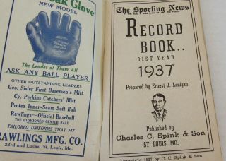 The Sporting News Record Book for 1937 Featuring Joe McCarthy 3