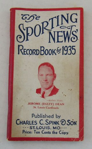 The Sporting News Record Book For 1935 Featuring Jerome (dizzy) Dean