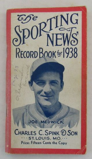 The Sporting News Record Book For 1938 Featuring Joe Medwick