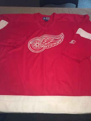 Vintage Starter Detroit Red Wings Hockey Jersey Red Adult Xl Nhl Sewn Mens 90s