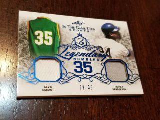2019 Leaf In The Game Kevin Durant Rickey Henderson Dual Jersey Numbers /35