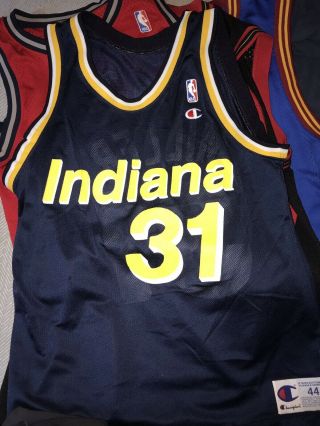 Vtg 90s Champion Indiana Pacers Nba 31 Reggie Miller Basketball Jersey Size 44