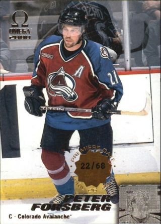 1999 - 00 Pacific Omega Premiere Date 62 Peter Forsberg /68