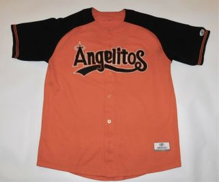 Vtg Game Worn Angelitos Flores 7 Mexico Beisbol Stitched O Baseball Jersey Xl
