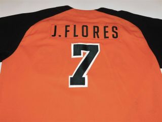 Vtg Game Worn ANGELITOS Flores 7 Mexico Beisbol Stitched O Baseball Jersey XL 4