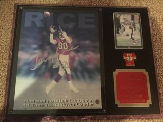 Jerry Rice San Francisco 49ers Autographed Photo W Plaque Frame (authenticated)