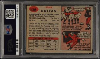 1957 Topps Football Johnny Unitas ROOKIE RC 138 PSA 5 EX (PWCC) 2