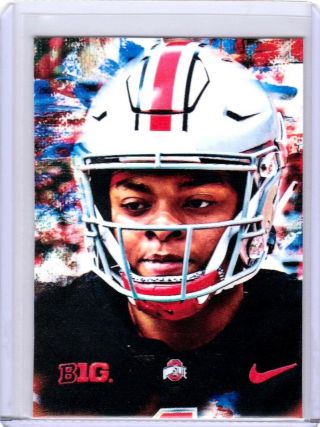 2019 Justin Fields Ohio State Buckeyes 1/1 Aceo Art Red Sketch Print Card By:q