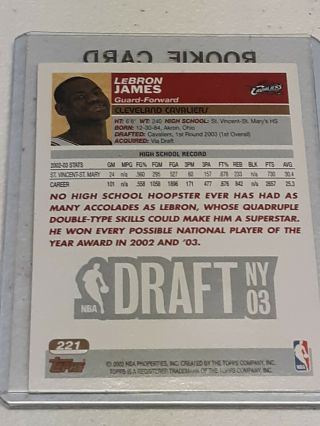 2003 - 2004 Topps LeBron James Rookie Card 1 Draft Pick 6