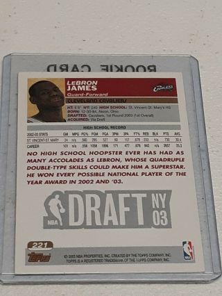 2003 - 2004 Topps LeBron James Rookie Card 1 Draft Pick 7
