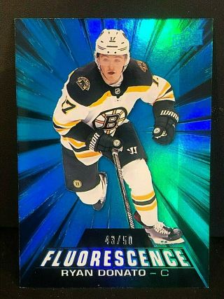 Ryan Donato 2018 - 19 Upper Deck Fluorescence Blue Card Serial D /50 Bruins