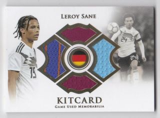 2018 Futera Leroy Sane Kitcard Quad Game Memorabilia Jersey 01/39 Germany