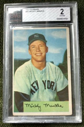 1954 Bowman Mickey Mantle 65 Bvg 2 Gd Psa Great Color
