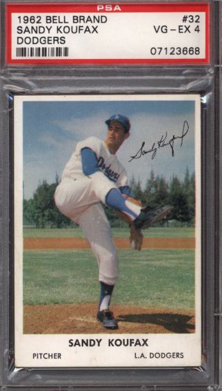 1962 Bell Brand Dodgers 32 Sandy Koufax Psa 4 Vg - Ex L A Dodgers
