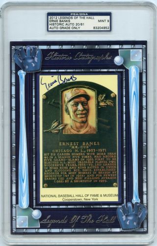 2012 Legends Of The Hall Ernie Banks Autograph Hof Postcard 20/61,  Cubs,  Psa 9