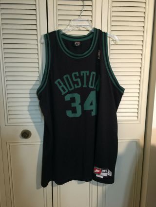 Vtg Nike Team Boston Celtics Paul Pierce 34 Black/green Sewn Jersey 3xl,  2