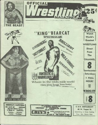 Official Wrestling Program - Buffalo,  Ny - 1962 - Ilio Di Paolo & Beast Cover