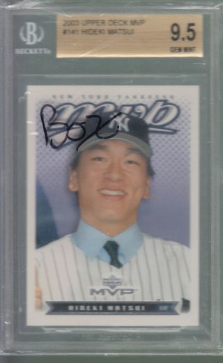 2003 Upper Deck Mvp 141 Hideki Matsui Rc Bgs 9.  5 Gem Yankees Rookie Card