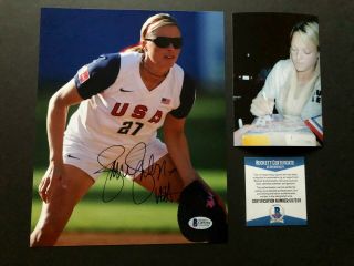 Jennie Finch Signed Autographed Usa Olympic Softbal 8x10 Photo Beckett Bas