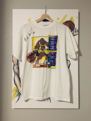 1997 Vintage Autographed Los Angeles Lakers Nick Van Exel T - Shirt Size L