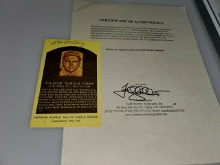 WILLIAM BILL TERRY AUTOGRAPHED HOF POSTCARD WITH SIGNED CARD 2