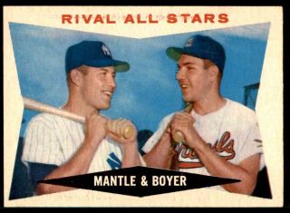 1960 Topps 160 Rival All Stars Mantle Boyer Nm,  To Nm - Mt