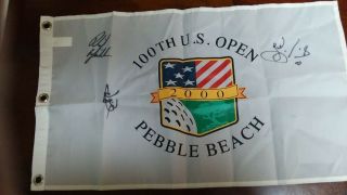 2000 U S Open Pebble Beach Pin Flag With Phil Mickelson Auto,  Others