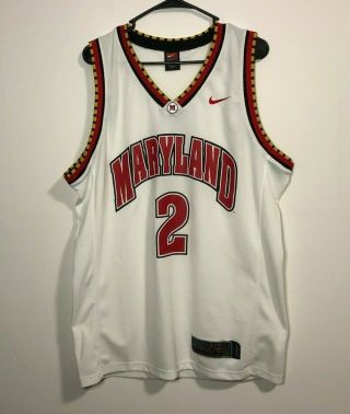 Vtg Nike Elite University Of Maryland White Ncaa Basketball Jersey Size Large