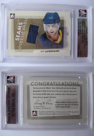 2005 - 06 Itg Ultimate Pat Lafontaine 1/1 Seams Unbelievable Gold 1 Of 1 Sabres