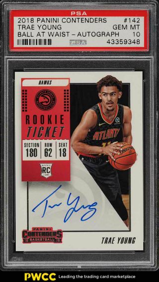 2018 Panini Contenders Ball At Waist Trae Young Rookie Auto 142 Psa 10 (pwcc)