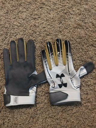 Notre Dame Football Under Armour Team Issued Gloves F6 Leather White Large