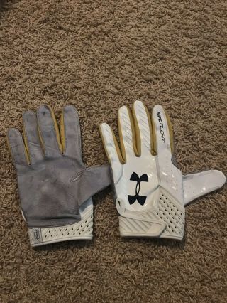 Notre Dame Football Under Armour Team Issued Gloves Leather Spotlight 2xl