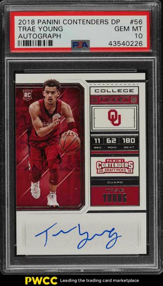 2018 Panini Contenders Draft Trae Young Rookie Rc Auto 56 Psa 10 Gem Mt (pwcc)