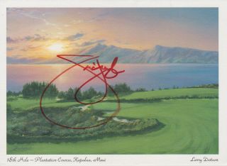 Jim Furyk Pga Golfer Signed 18th Hole Kapalua Maui Hawaii Golf Course Postcard