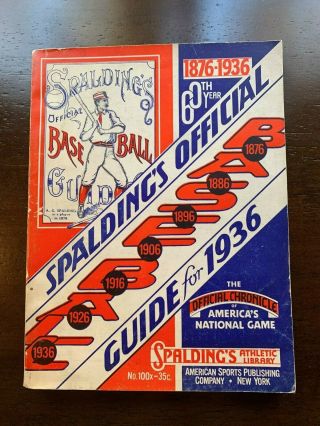 1936 Spalding Official Baseball Guide 60th Year Athletic Library Mlb.  York