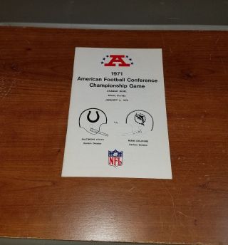 1971 American Football Conference Championship Game Football Press Media Guide