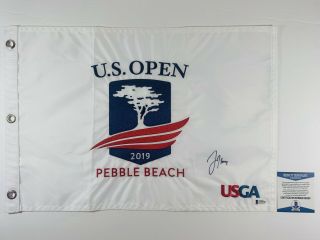 Justin Thomas Signed Autographed 2019 Us Open Pin Flag Pebble Beach Bas