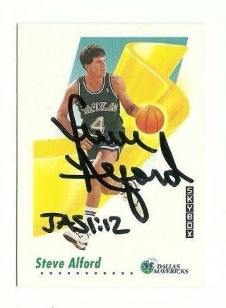 Steve Alford 1991 - 92 Skybox Autographed Auto Signed Card Mavs