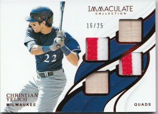 Christian Yelich 2019 Panini Immaculate Jersey Bat Patch 16/25 Brewers