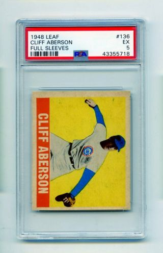 1948 Leaf Cliff Aberson 136 Chicago Cubs Baseball Card Psa Ex 5