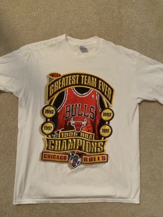 Vintage 1996 Nba Chicago Bulls Greatest Team Ever White Starter Shirt Medium