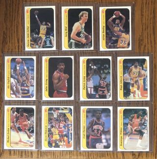 1986 - 87 Fleer Basketball Complete Sticker Set - 11 Cards W/ Michael Jordan Rc