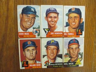 John Mize/joe Dobson/mel Parnell/willard Nixon/d Rice 1953 Topps Baseball Cards