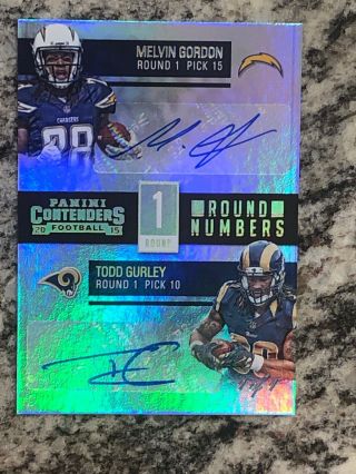 2015 Panini Contenders 1 Of 1 Dual Auto Todd Gurley And Melvin Gordon Rookie