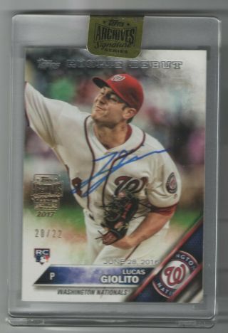2017 Lucas Giolito Topps Archives Signature Series Auto 