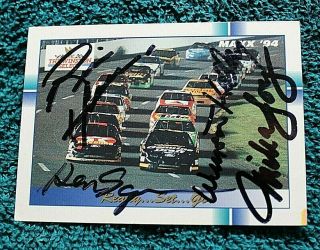 Maxx Nascar Trading Card Autographed Signed By 4 - Hendrick Squire Kelley Joy