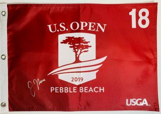Justin Thomas Signed Autograph 2019 Us Open Flag Golf Pebble Beach Proof