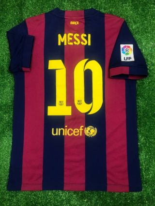 Barcelona 2014/2015 Messi Home Football Soccer Shirt Jersey Boys Kids Nike L